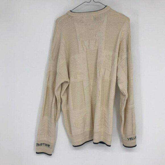 Vintage Brimwick Creme Yellowstone crew oversized sweater moose bear trees - Picture 2 of 15